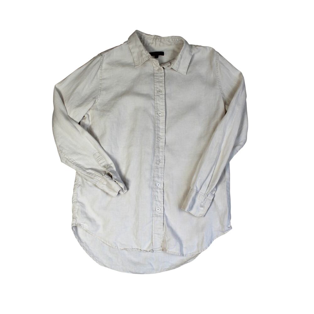 Quince Linen Button Shirt Womens Small Ivory Long Sleeve Minimalist Coastal